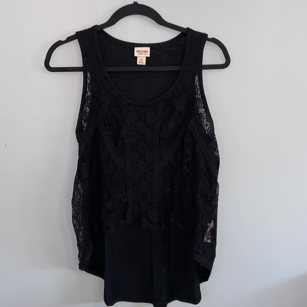 Mossimo - Black Lace Tank Top High Low - L